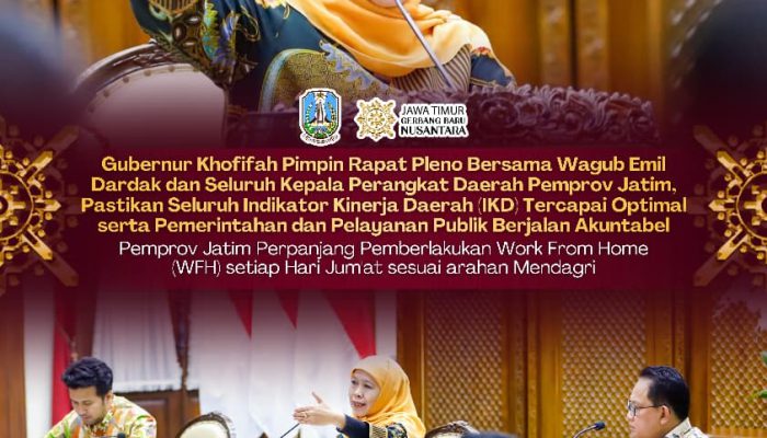 Gubernur Khofifah Tegaskan Layanan Publik Tetap Optimal Meski WFH Berlanjut