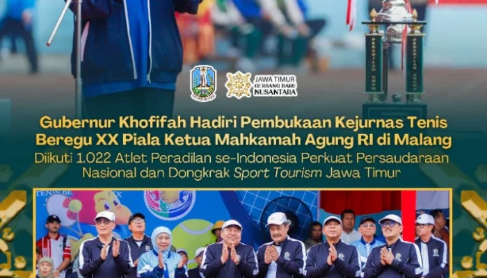 Gubernur Khofifah dan Ketua MA RI Sunarto Resmi Buka Kejurnas Tenis Piala Ketua MA, Malang Jadi Sorotan