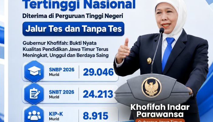 Gubernur Khofifah: Prestasi SNBP-SNBT 2026 Bukti Pendidikan Jawa Timur Semakin Unggul