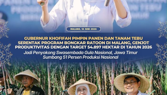 Gubernur Jatim Pimpin Gerakan Panen dan Tanam Tebu Serentak di Malang, Perkuat Posisi Jatim sebagai Lumbung Gula Nasional