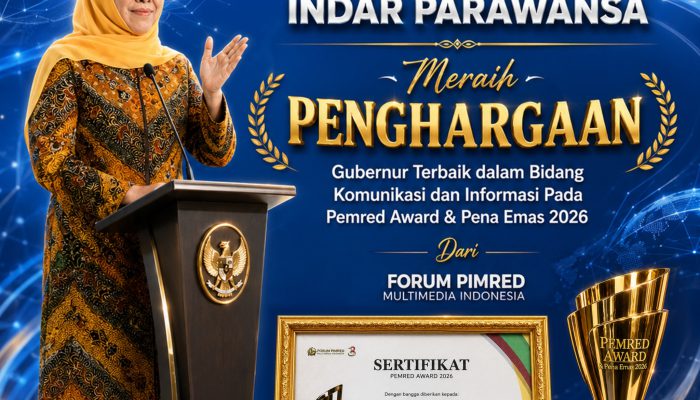 Gubernur Khofifah Raih Penghargaan Pimred Award 2026 Kategori Komunikasi dan Informasi Publik