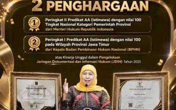 JDIH Jatim Sabet Dua Penghargaan Nasional, Gubernur Khofifah Apresiasi Kinerja Pengelolaan Informasi Hukum