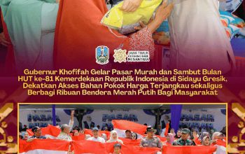 Khofifah Ajak Masyarakat Kibarkan Merah Putih Selama Agustus, Pasar Murah Diserbu Warga Gresik