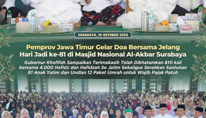 Jelang Hari Jadi ke-81 Jatim, Khofifah Ajak 4.000 Hafidz dan Hafidzah Bermunajat untuk Jawa Timur Berkah