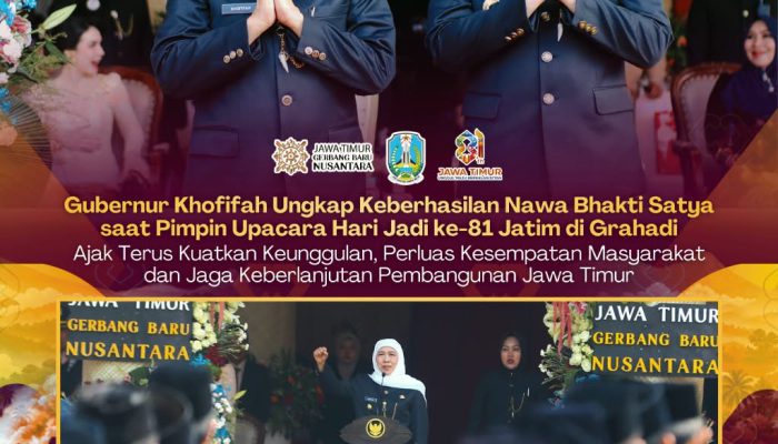 HUT ke-81 Jawa Timur, Khofifah Paparkan Capaian Nawa Bhakti Satya dan Arah Pembangunan hingga 2029